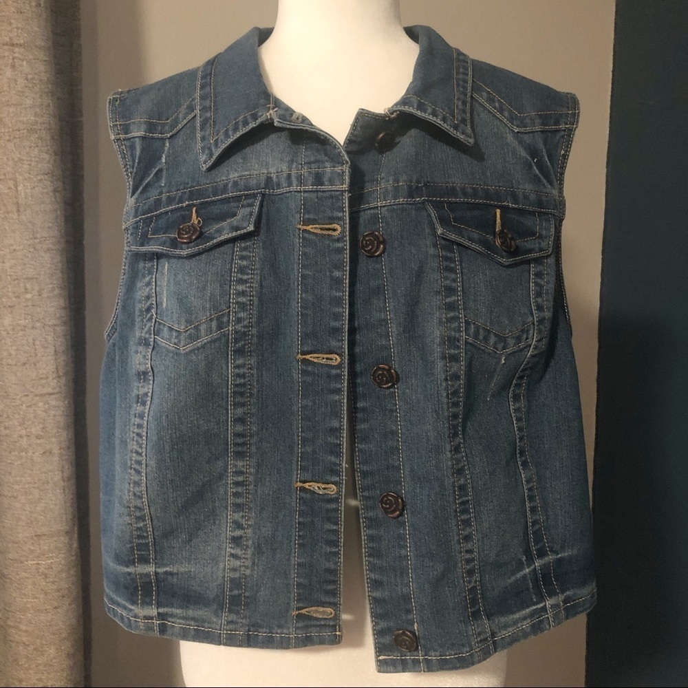 Baccini distressed denim vest